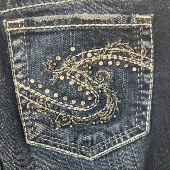 Silver Suki Mid Rise Y2K Bikercore Moto Bootcut Denim Jeans Size 28 - Picture 4 of 9